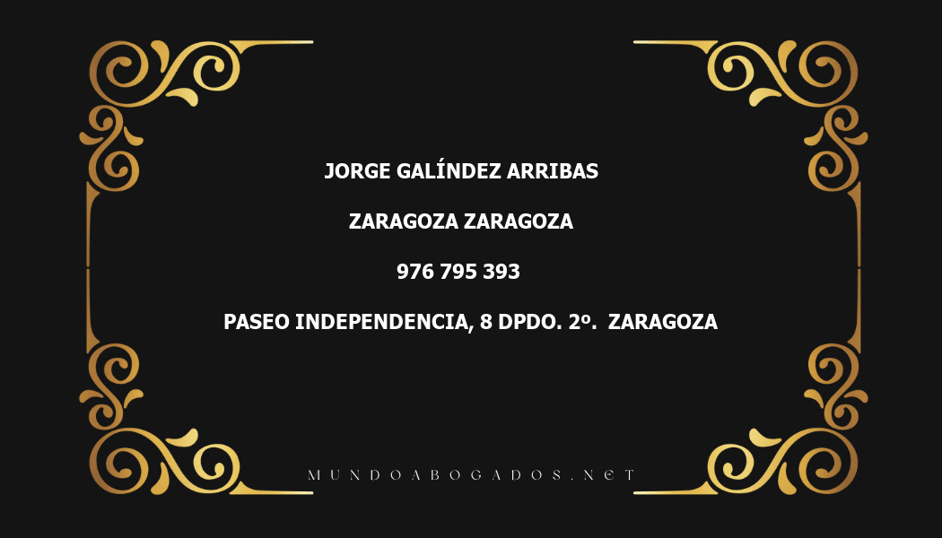 abogado Jorge Galíndez Arribas en la localidad de Zaragoza