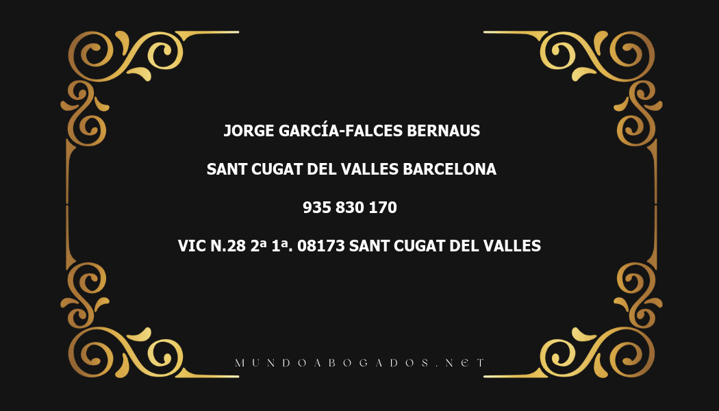 abogado Jorge García-Falces Bernaus en la localidad de Sant Cugat del Valles