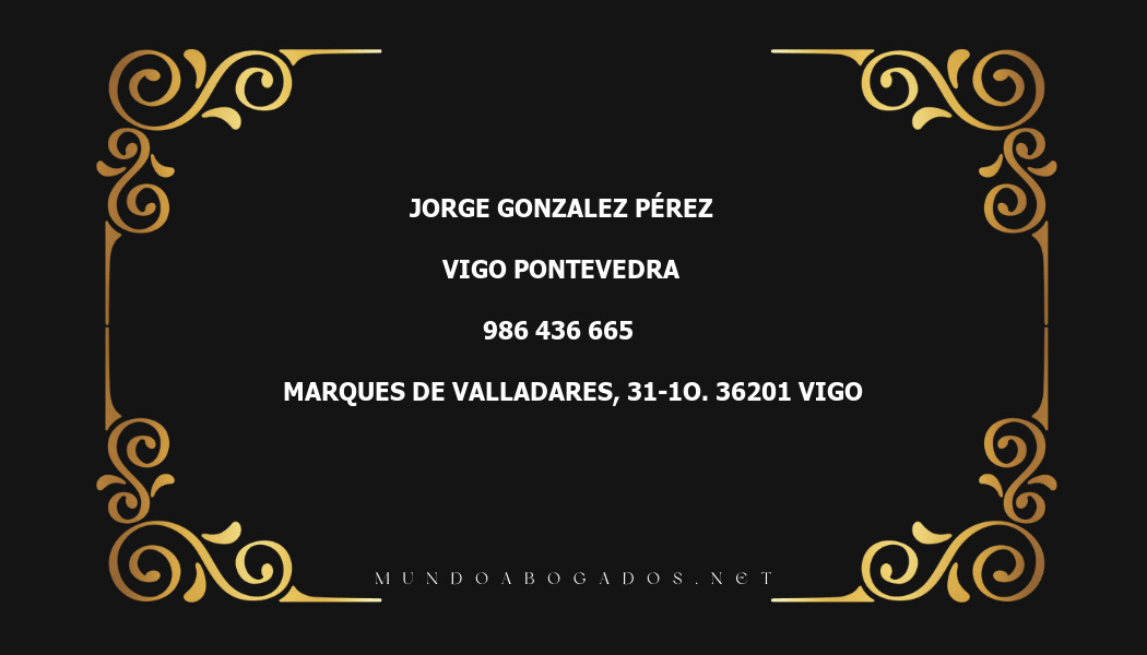 abogado Jorge Gonzalez Pérez en la localidad de Vigo