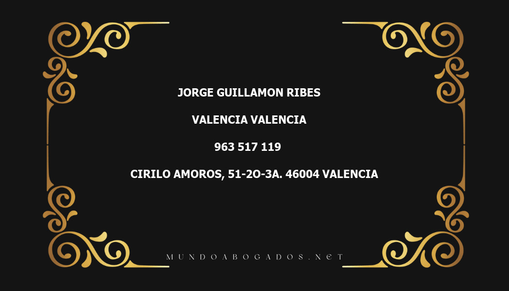 abogado Jorge Guillamon Ribes en la localidad de Valencia