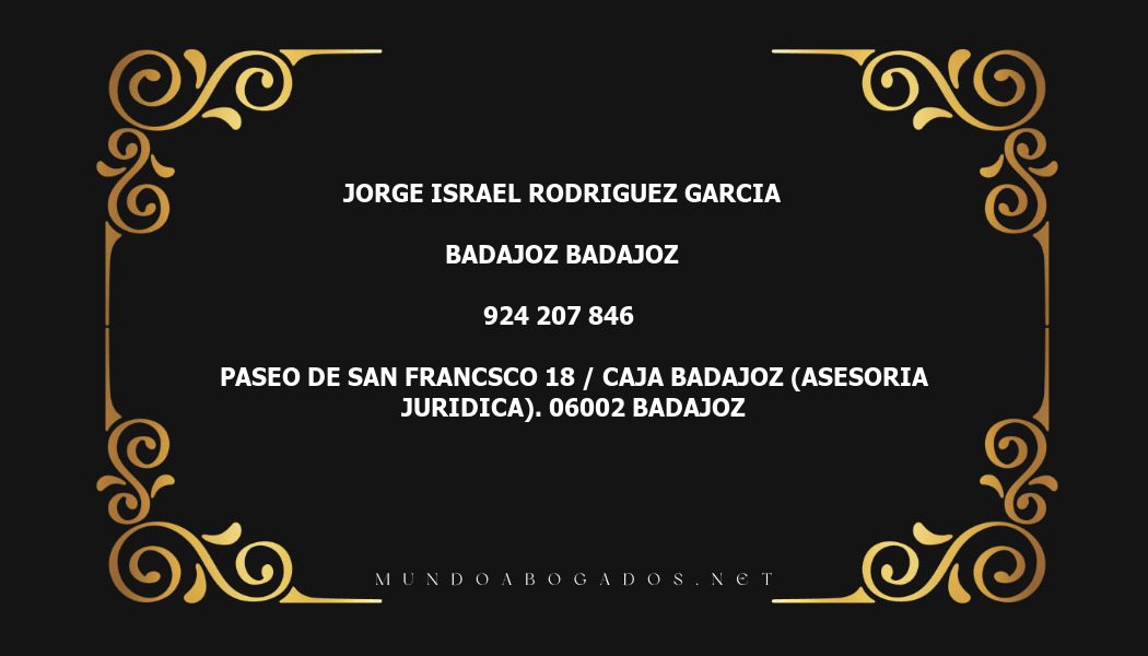 abogado Jorge Israel Rodriguez Garcia en la localidad de Badajoz