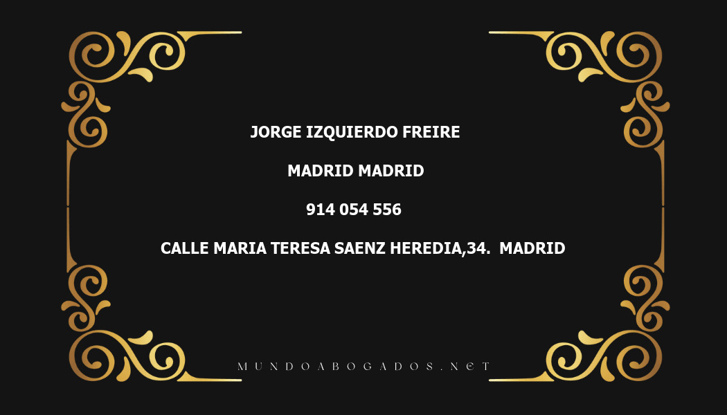 abogado Jorge Izquierdo Freire en la localidad de Madrid