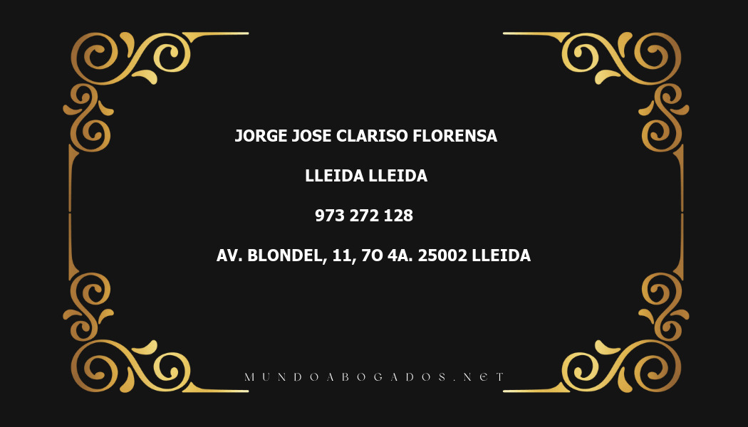 abogado Jorge Jose Clariso Florensa en la localidad de Lleida