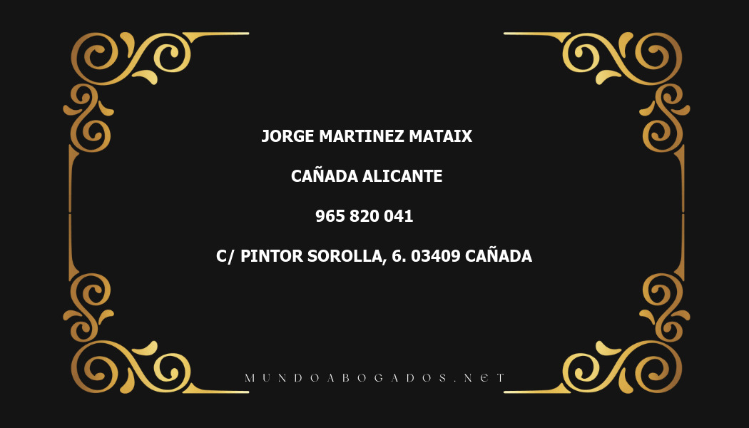 abogado Jorge Martinez Mataix en la localidad de Cañada