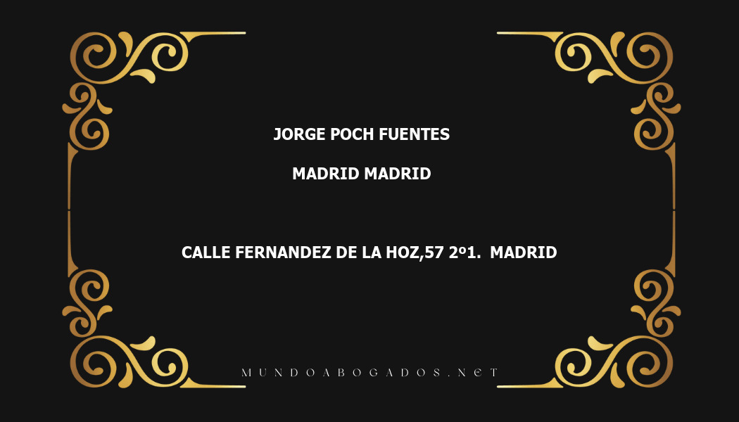 abogado Jorge Poch Fuentes en la localidad de Madrid