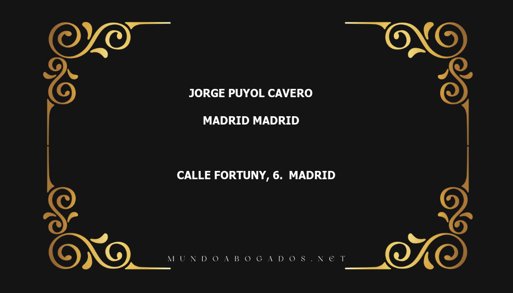 abogado Jorge Puyol Cavero en la localidad de Madrid