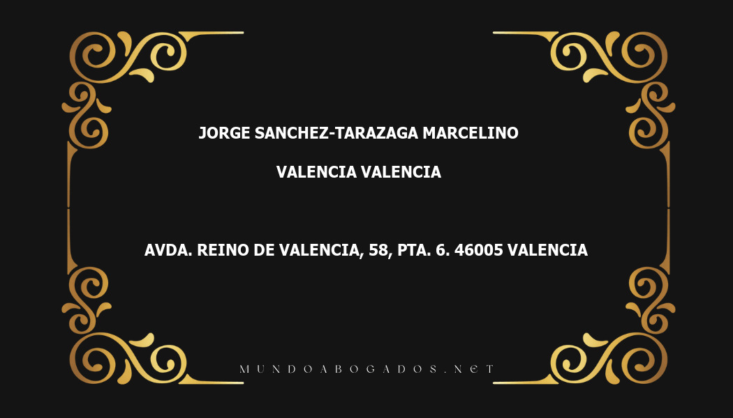 abogado Jorge Sanchez-Tarazaga Marcelino en la localidad de Valencia