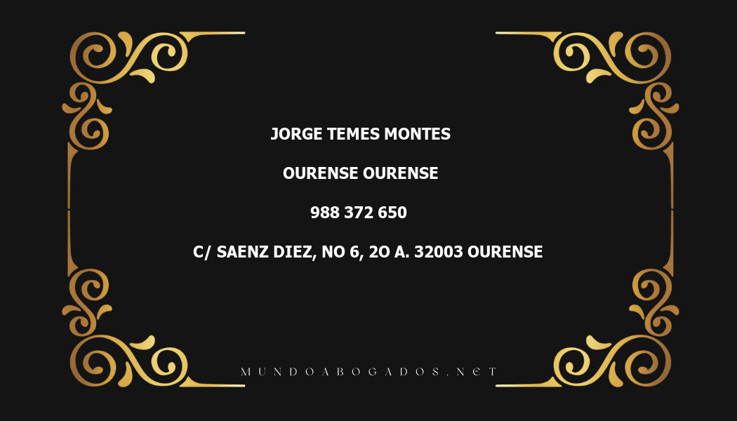 abogado Jorge Temes Montes en la localidad de Ourense