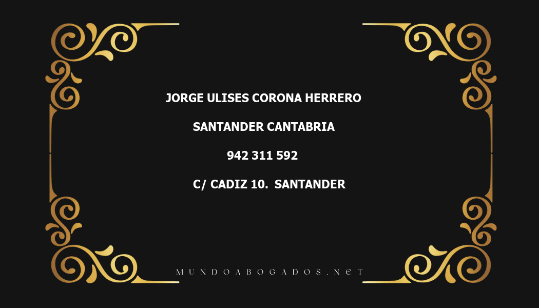 abogado Jorge Ulises Corona Herrero en la localidad de Santander