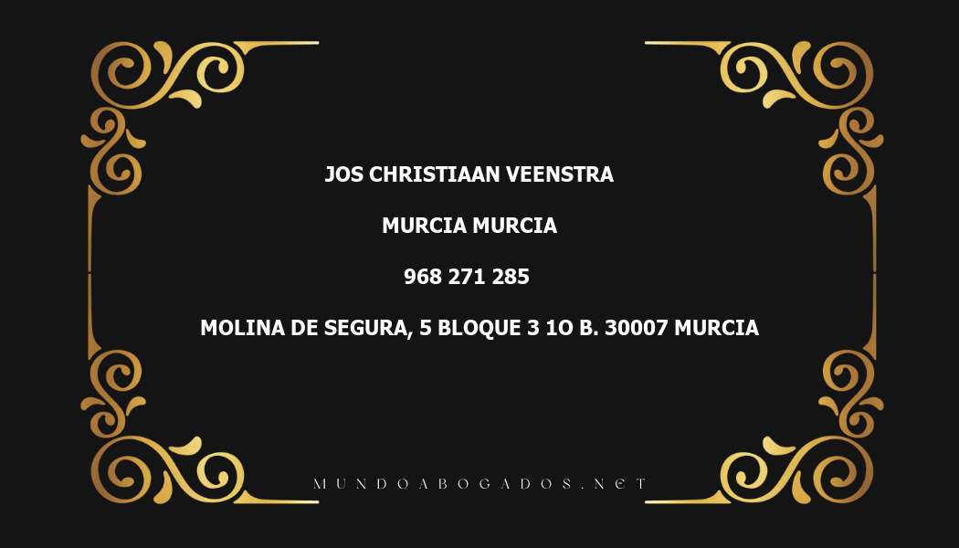 abogado Jos Christiaan Veenstra en la localidad de Murcia