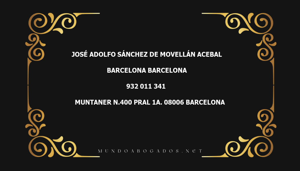 abogado José Adolfo Sánchez De Movellán Acebal en la localidad de Barcelona