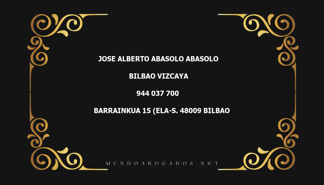 abogado Jose Alberto Abasolo Abasolo en la localidad de Bilbao