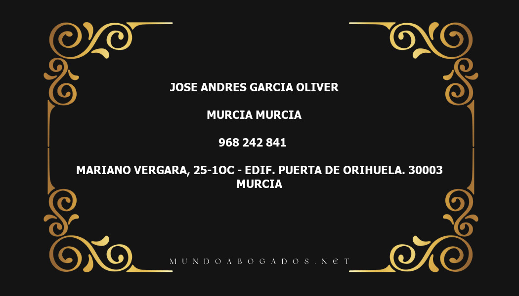 abogado Jose Andres Garcia Oliver en la localidad de Murcia