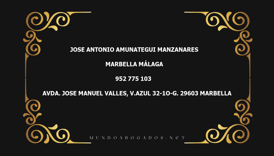 abogado Jose Antonio Amunategui Manzanares en la localidad de Marbella