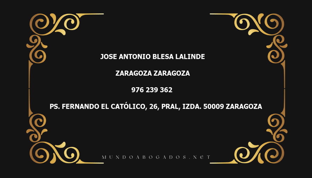 abogado Jose Antonio Blesa Lalinde en la localidad de Zaragoza