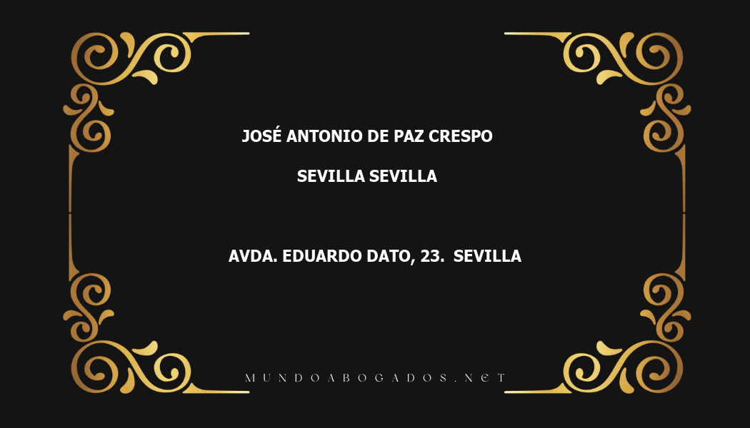 abogado José Antonio De Paz Crespo en la localidad de Sevilla