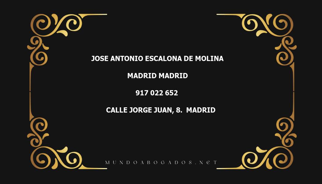 abogado Jose Antonio Escalona De Molina en la localidad de Madrid