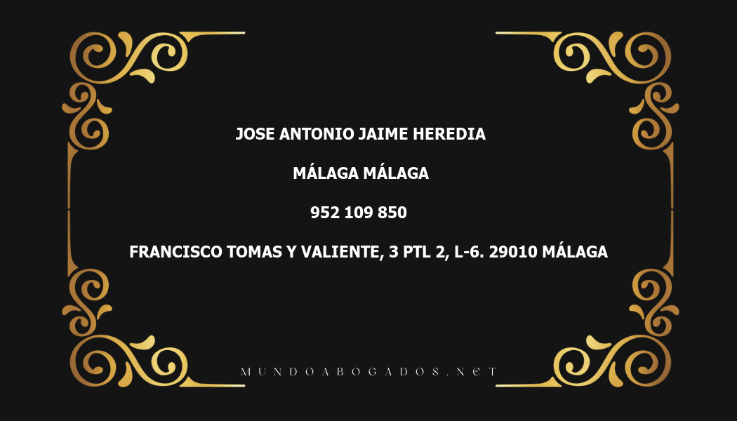 abogado Jose Antonio Jaime Heredia en la localidad de Málaga