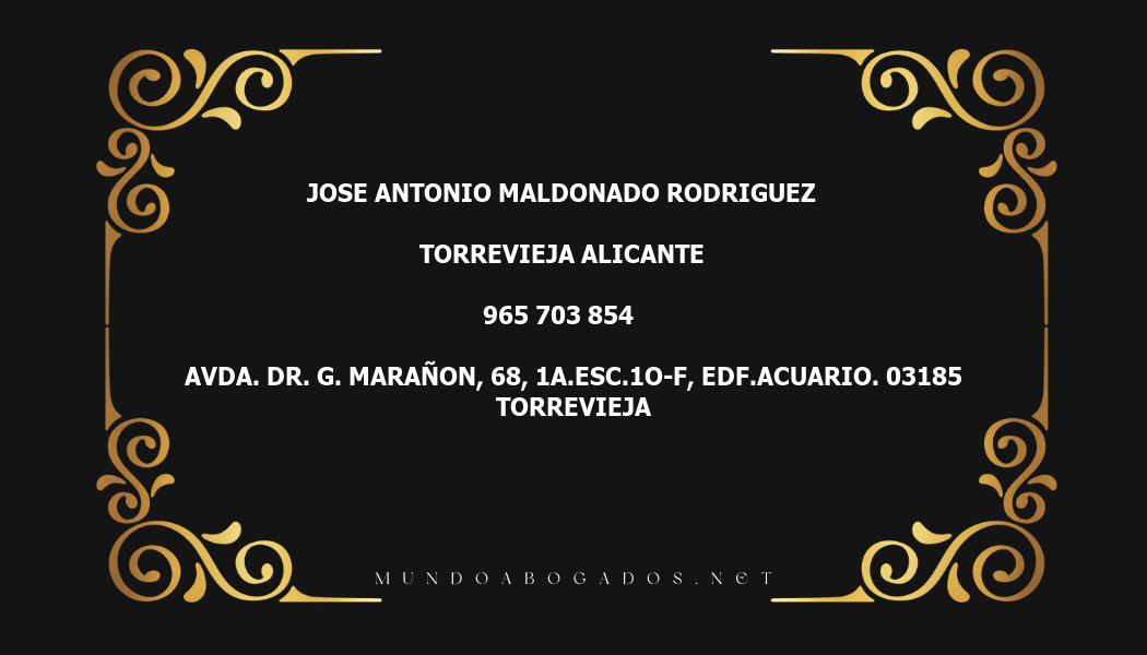 abogado Jose Antonio Maldonado Rodriguez en la localidad de Torrevieja