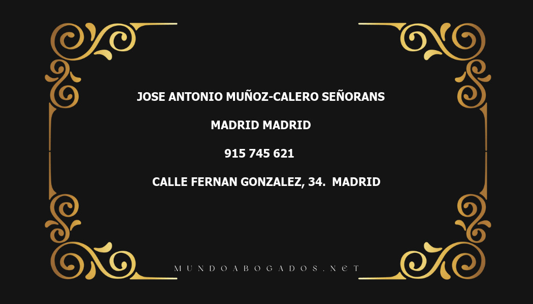 abogado Jose Antonio Muñoz-Calero Señorans en la localidad de Madrid