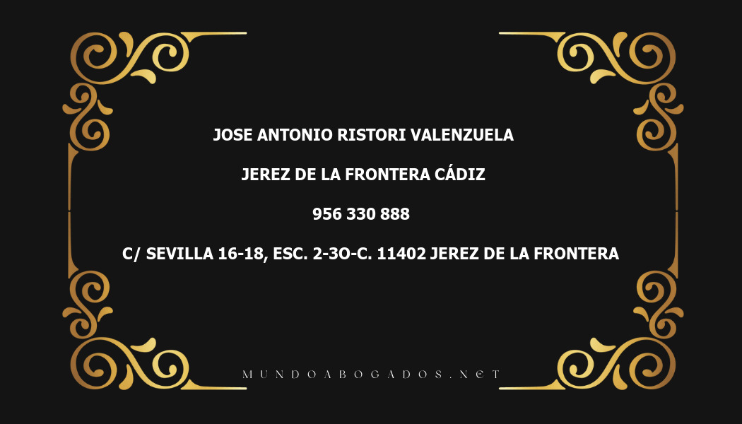 abogado Jose Antonio Ristori Valenzuela en la localidad de Jerez de la Frontera