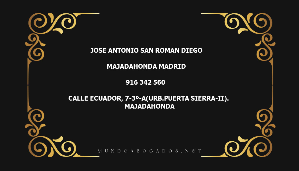 abogado Jose Antonio San Roman Diego en la localidad de Majadahonda