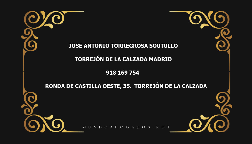 abogado Jose Antonio Torregrosa Soutullo en la localidad de Torrejón de la Calzada