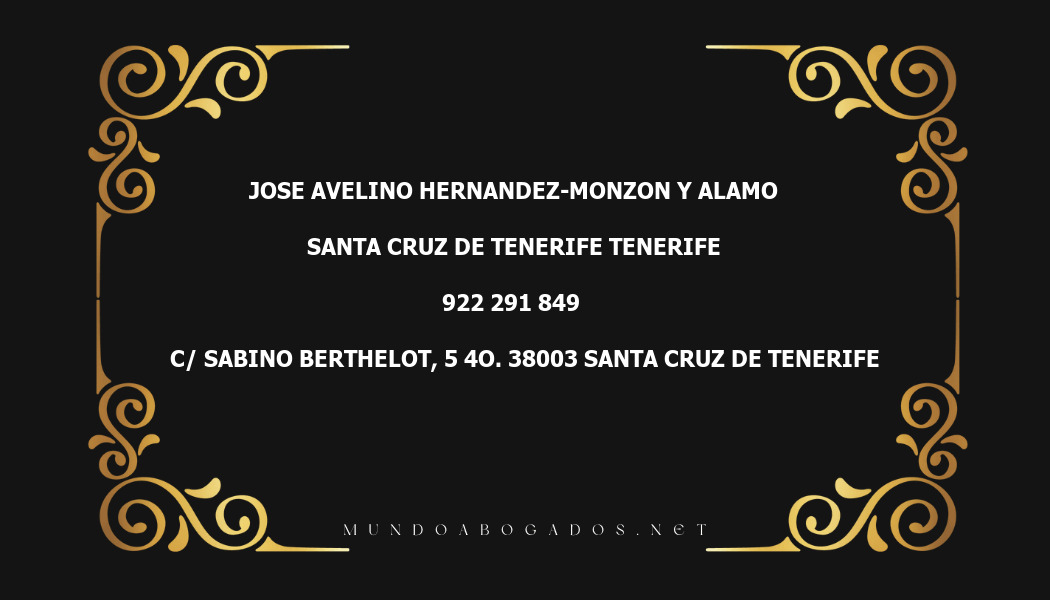 abogado Jose Avelino Hernandez-Monzon Y Alamo en la localidad de Santa Cruz de Tenerife