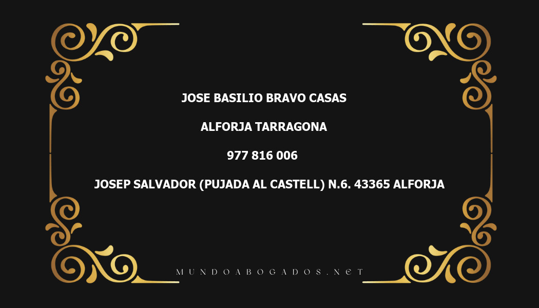 abogado Jose Basilio Bravo Casas en la localidad de Alforja