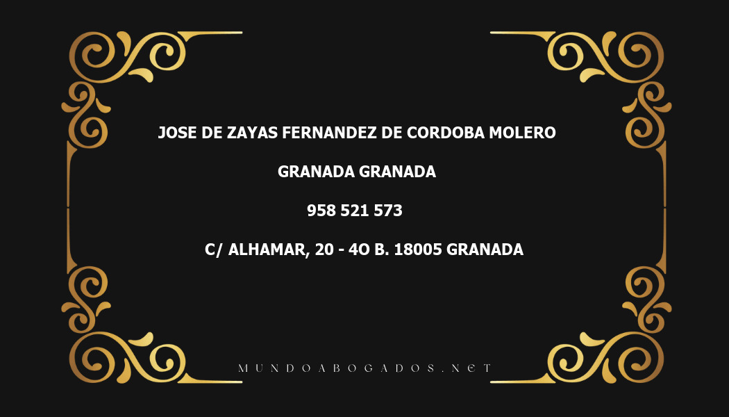 abogado Jose De Zayas Fernandez De Cordoba Molero en la localidad de Granada