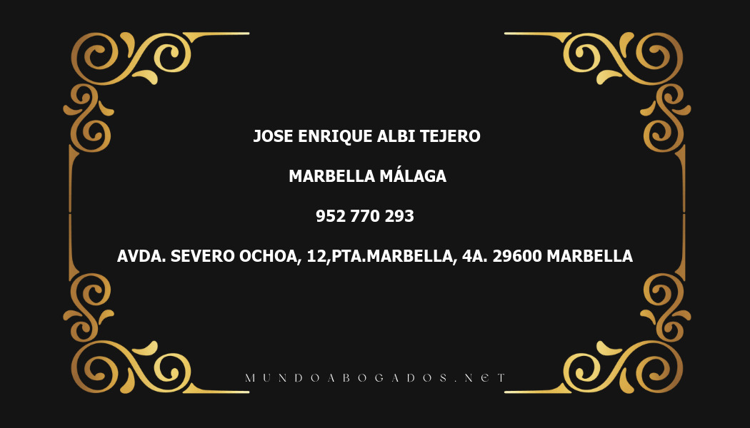 abogado Jose Enrique Albi Tejero en la localidad de Marbella