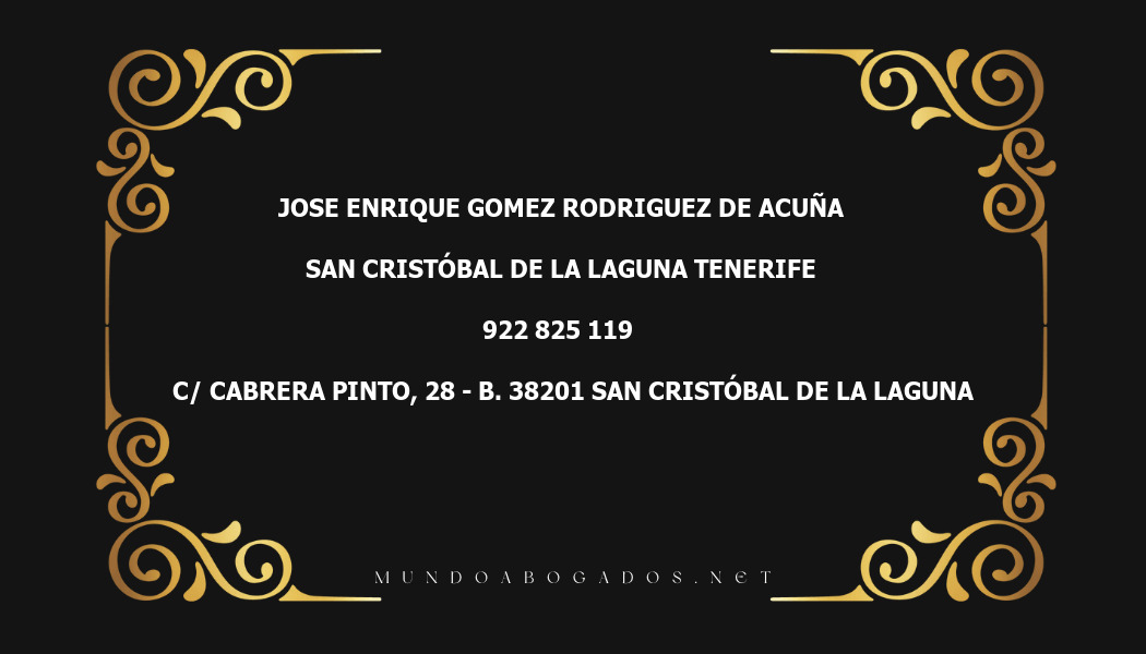 abogado Jose Enrique Gomez Rodriguez De Acuña en la localidad de San Cristóbal de La Laguna