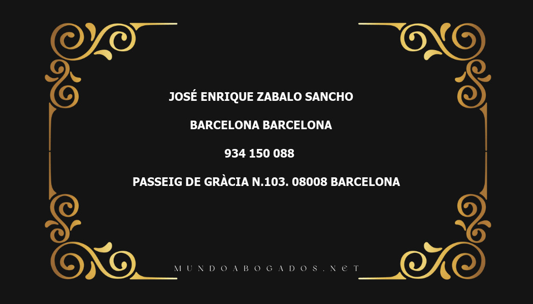 abogado José Enrique Zabalo Sancho en la localidad de Barcelona