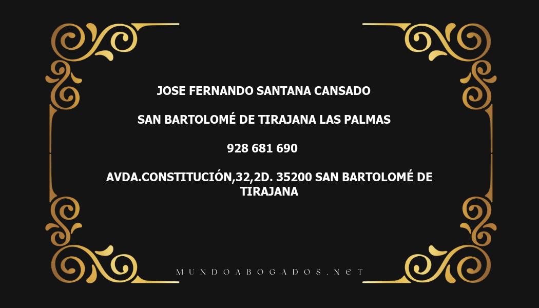 abogado Jose Fernando Santana Cansado en la localidad de San Bartolomé de Tirajana