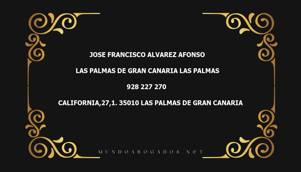 abogado Jose Francisco Alvarez Afonso en la localidad de Las Palmas de Gran Canaria