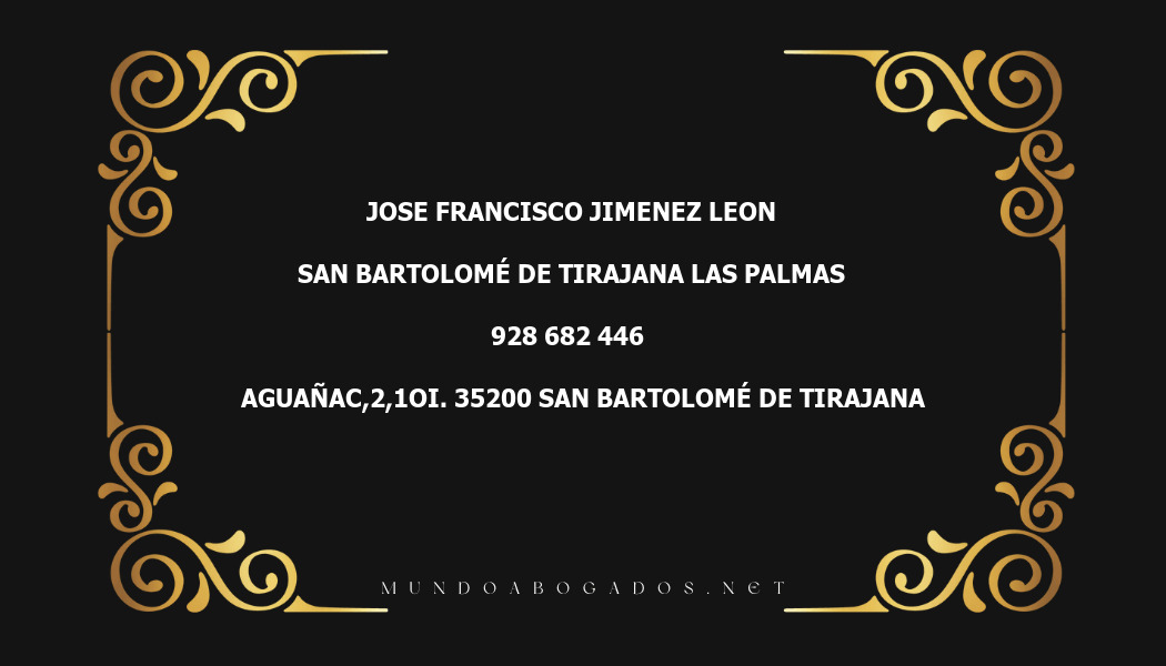 abogado Jose Francisco Jimenez Leon en la localidad de San Bartolomé de Tirajana