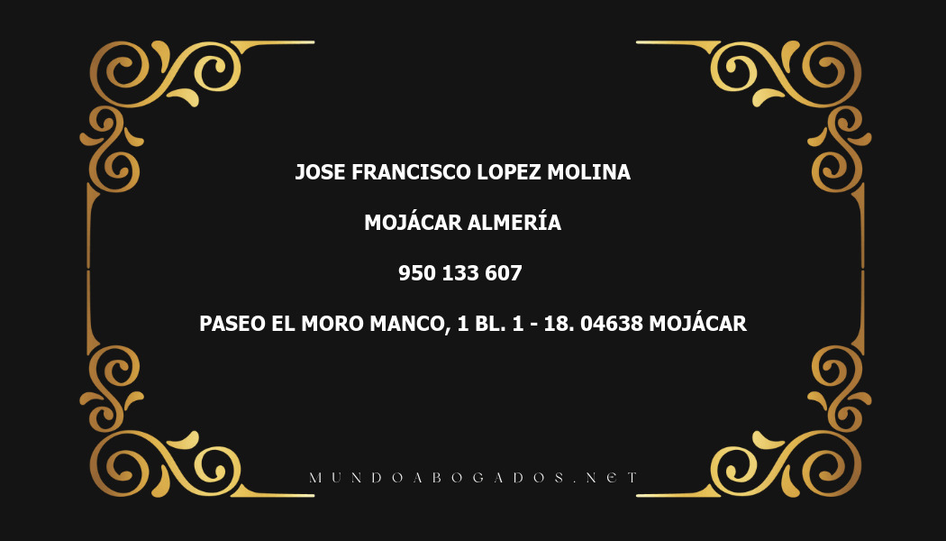 abogado Jose Francisco Lopez Molina en la localidad de Mojácar