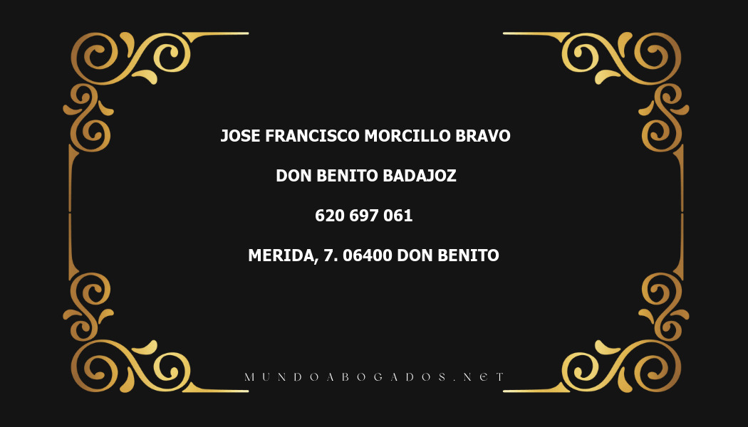 abogado Jose Francisco Morcillo Bravo en la localidad de Don Benito