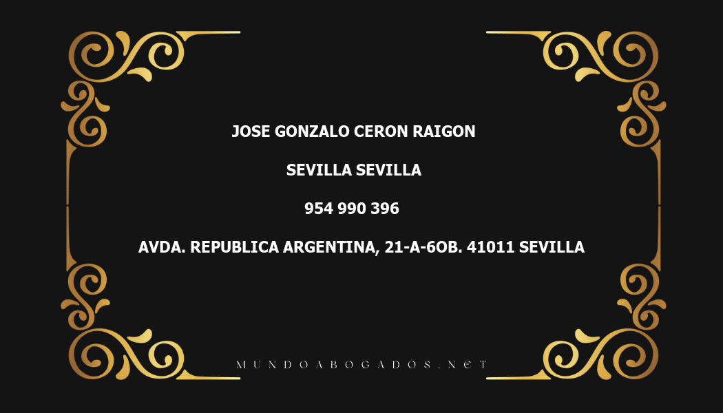 abogado Jose Gonzalo Ceron Raigon en la localidad de Sevilla