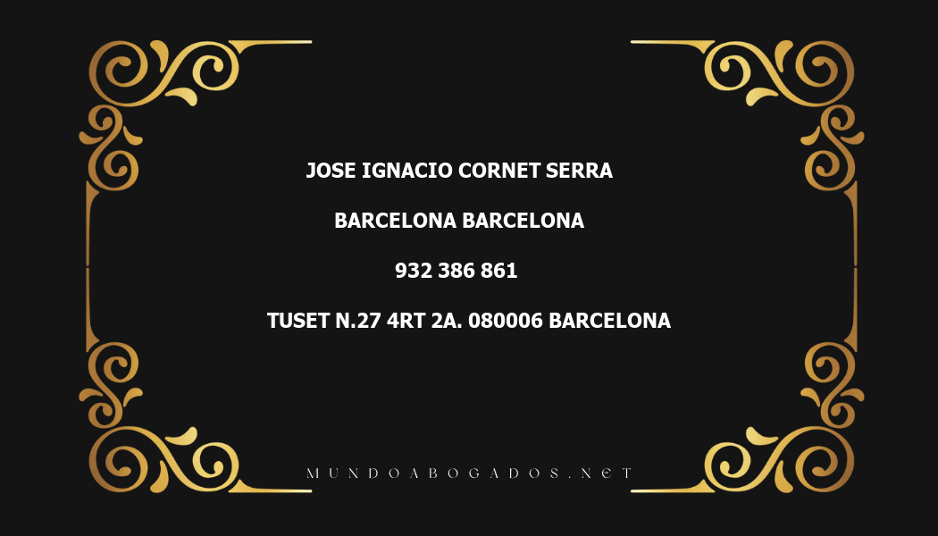 abogado Jose Ignacio Cornet Serra en la localidad de Barcelona