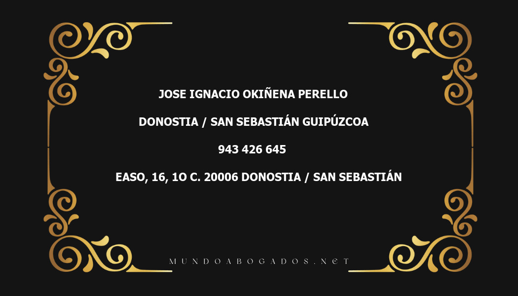 abogado Jose Ignacio Okiñena Perello en la localidad de Donostia / San Sebastián