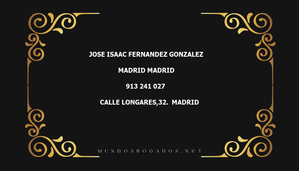 abogado Jose Isaac Fernandez Gonzalez en la localidad de Madrid