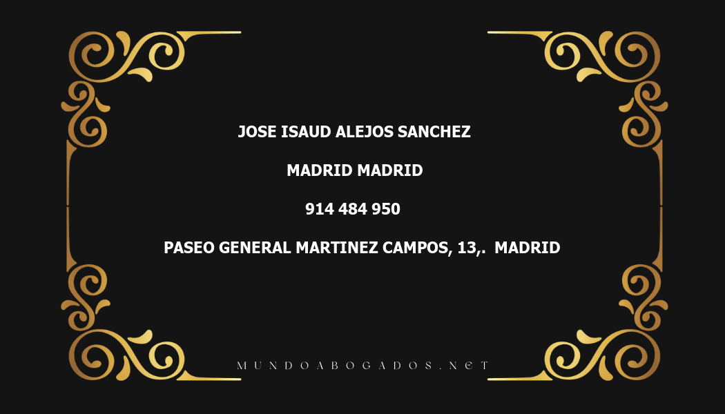 abogado Jose Isaud Alejos Sanchez en la localidad de Madrid