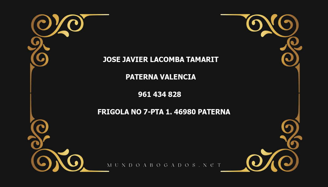 abogado Jose Javier Lacomba Tamarit en la localidad de Paterna