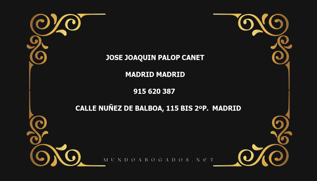 abogado Jose Joaquin Palop Canet en la localidad de Madrid