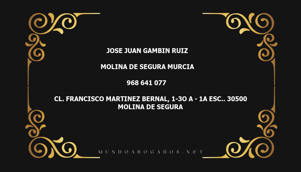 abogado Jose Juan Gambin Ruiz en la localidad de Molina de Segura