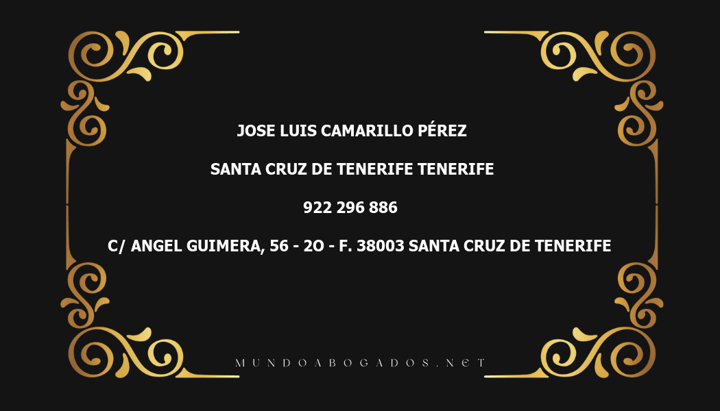 abogado Jose Luis Camarillo Pérez en la localidad de Santa Cruz de Tenerife