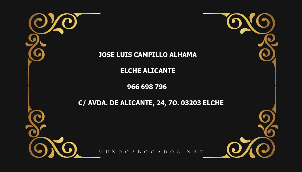 abogado Jose Luis Campillo Alhama en la localidad de Elche