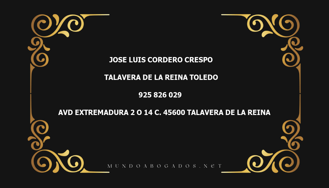 abogado Jose Luis Cordero Crespo en la localidad de Talavera de la Reina