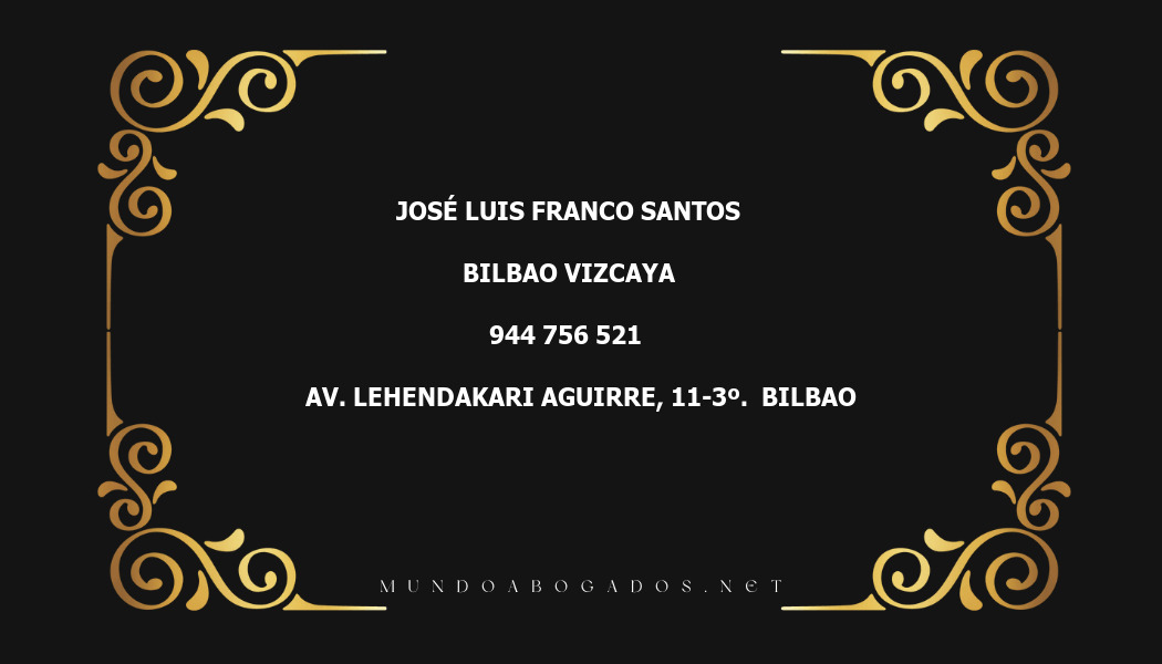 abogado José Luis Franco Santos en la localidad de Bilbao